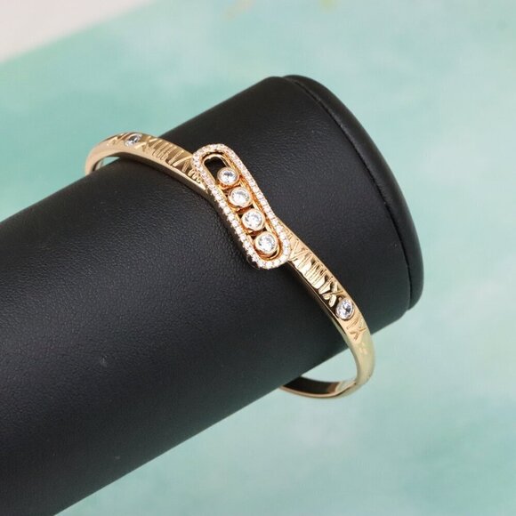 Rose Gold Roman Numeral Bangle with Crystal Bar, XPBL0571 - Picture 9 of 12